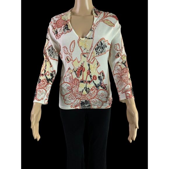 Lillie Rubin Tops - Lillie Rubin Vintage 90's Women;'s Medium Beaded Top Iridescent V-Neck sequins